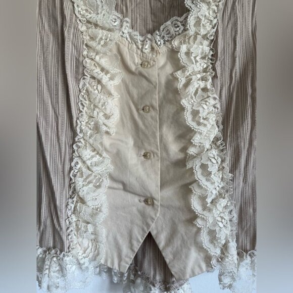 Vintage Women Cottagecore Lace Up Back Buttons Victorian Style Blouse Top Medium - Picture 3 of 7
